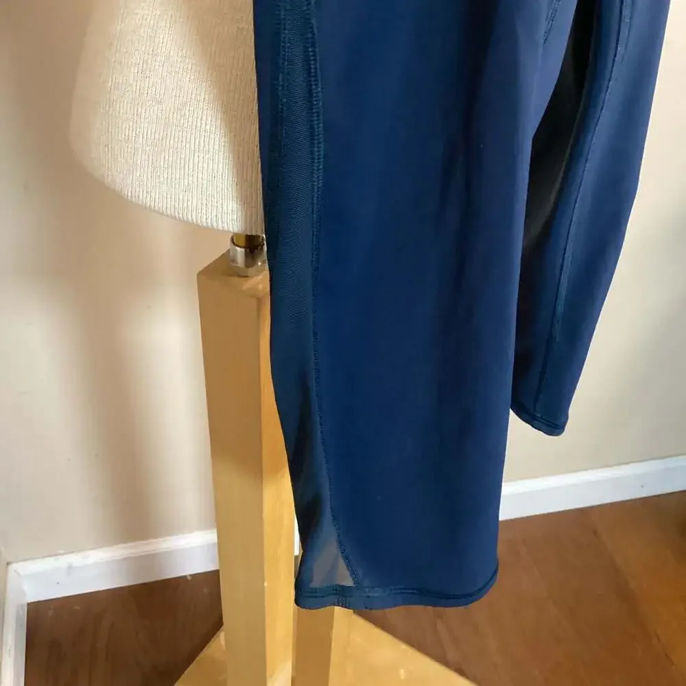 Lululemon Mesh Panel Crop Leggings Navy Blue Size 10 - Picture 2 of 4